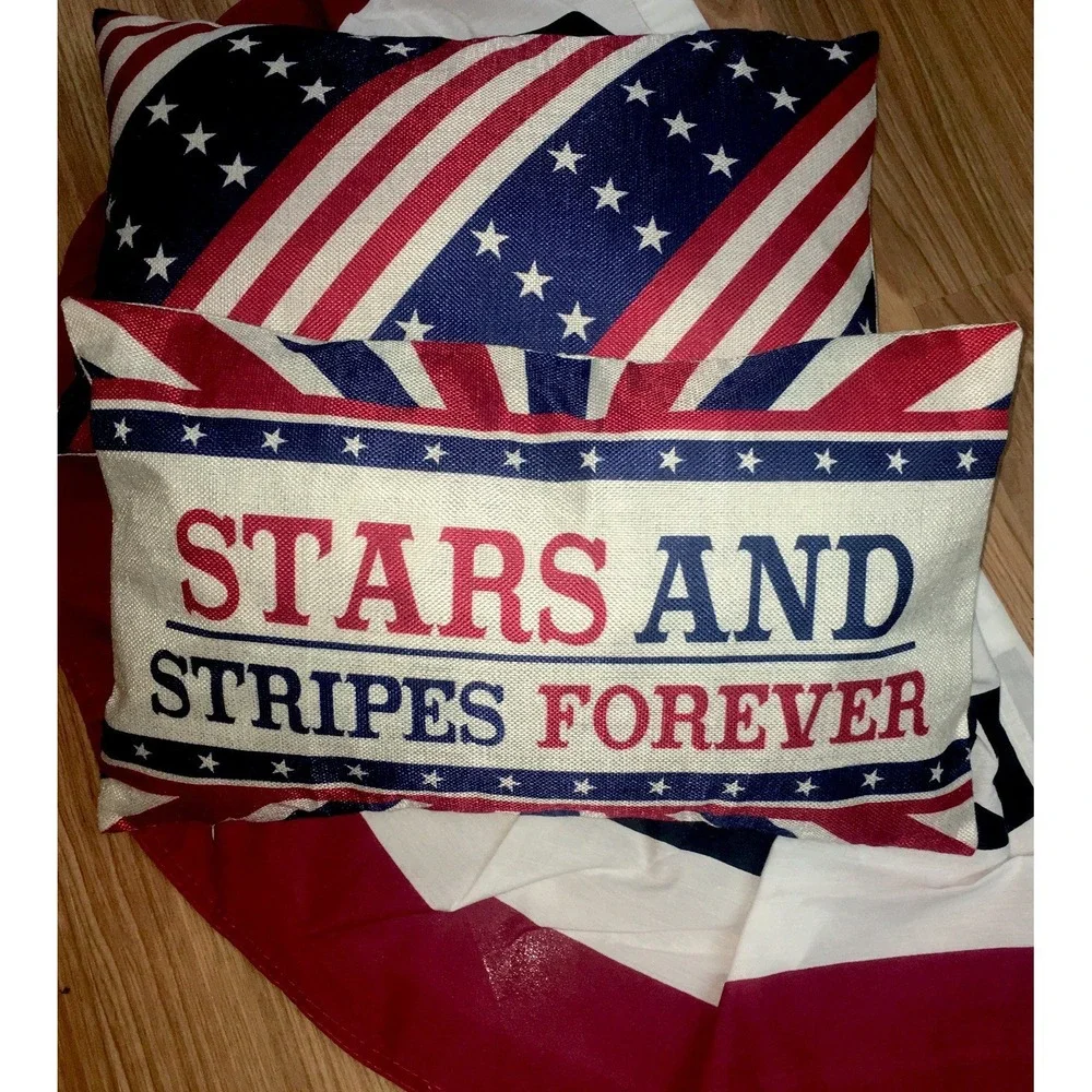4th of July Patriotic Stars & Stripes America Throw Pillow Covers Only 12